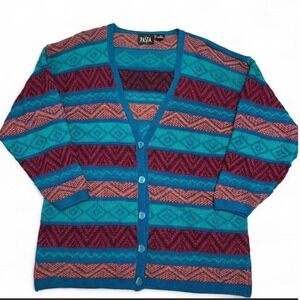 Coogi style striped cardigan